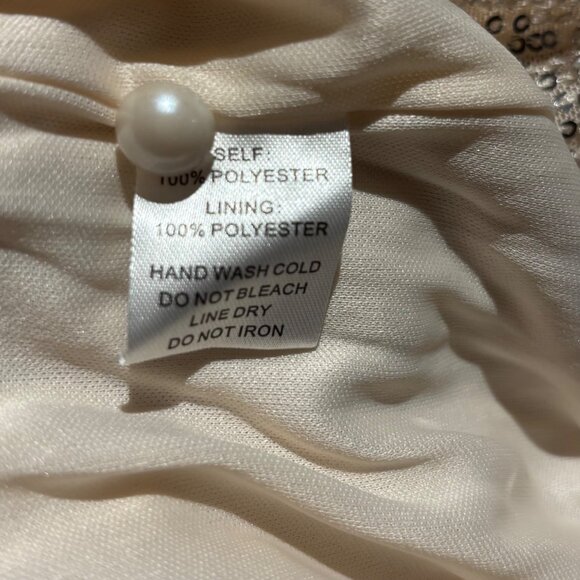 Anthropologie Flat White Sequin Long-Sleeve Top Size L Petite Keyhole Back - Picture 8 of 9